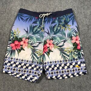 Tommy Bahama Relax Swim Trunks Mens Sz L Tropical Blue Floral Mesh Lined Pockets